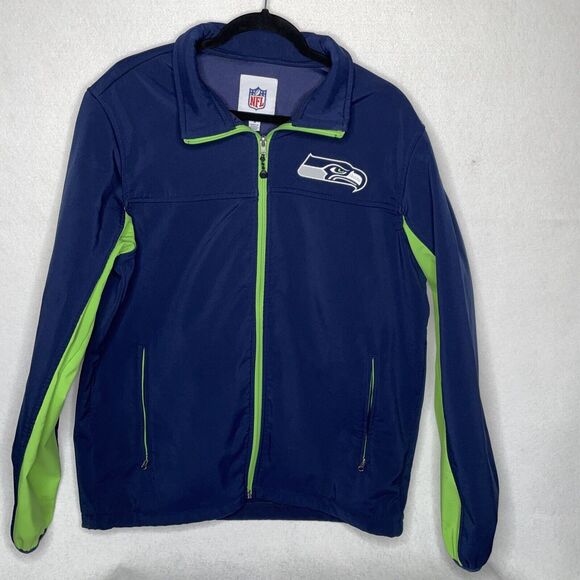 NFL Seattle Seahawks Mens Knit Medium Full Zip Jacket Warm Blue/Green - Picture 2 of 12